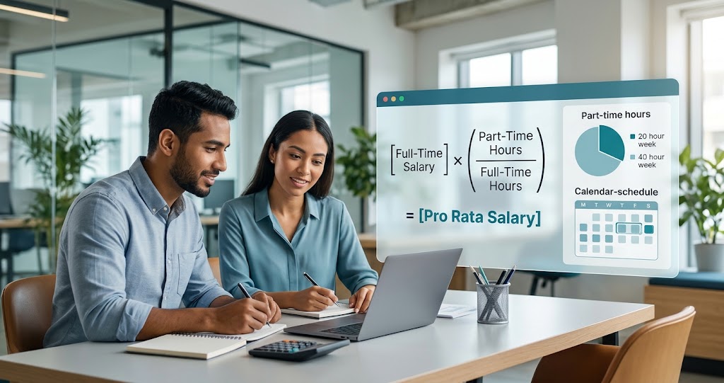 Pro rata salary calculation breakdown chart for part-time working hours